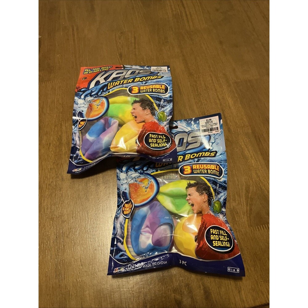 Set Of 2 - Reusable Water Bombs 3-Pack Kaos, by Ja-Ru NEW